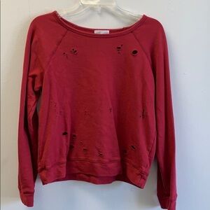 Socialite red distressed sweatshirt